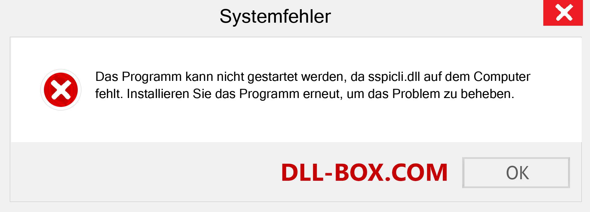 sspicli.dll-Datei fehlt?. Download für Windows 7, 8, 10 - Fix sspicli dll Missing Error unter Windows, Fotos, Bildern